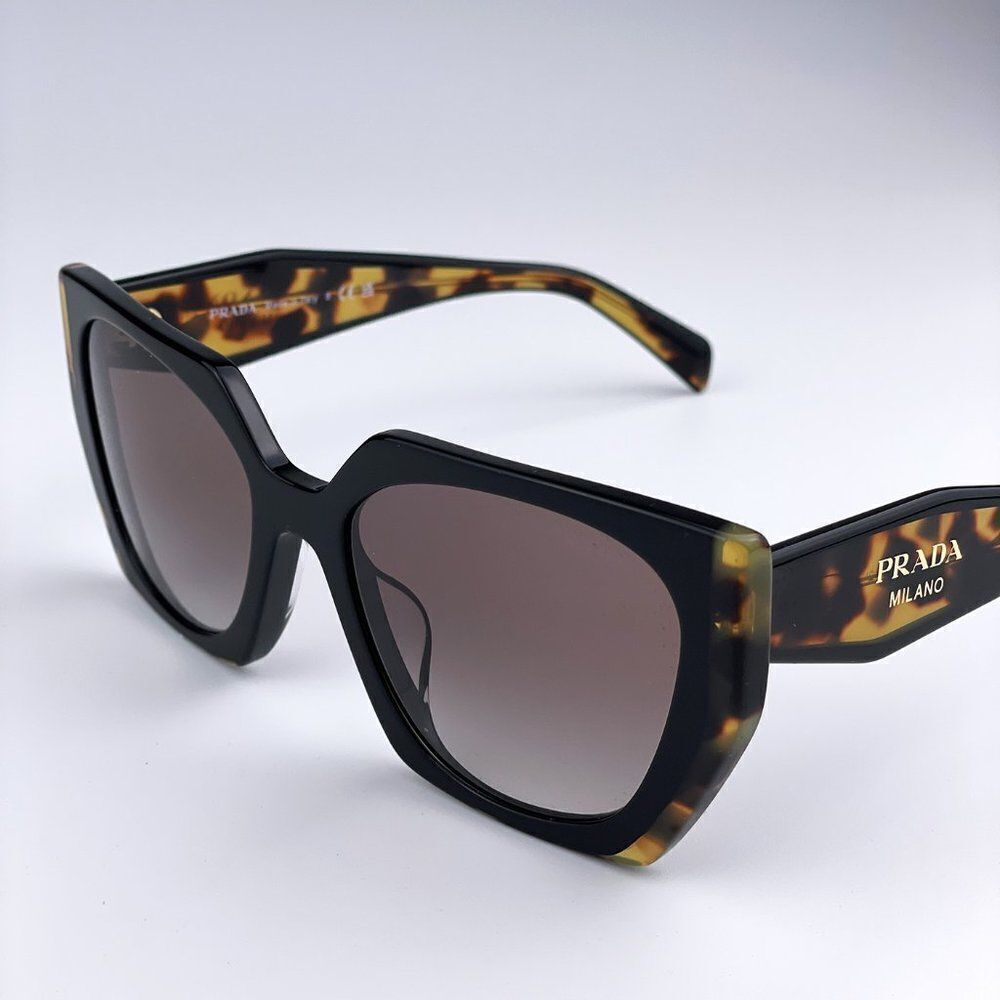 NEW Prada PR15WS 3890A7 Black Tortoise Dark Gray Gradient Square Women Sunglasse - Picture 4 of 9